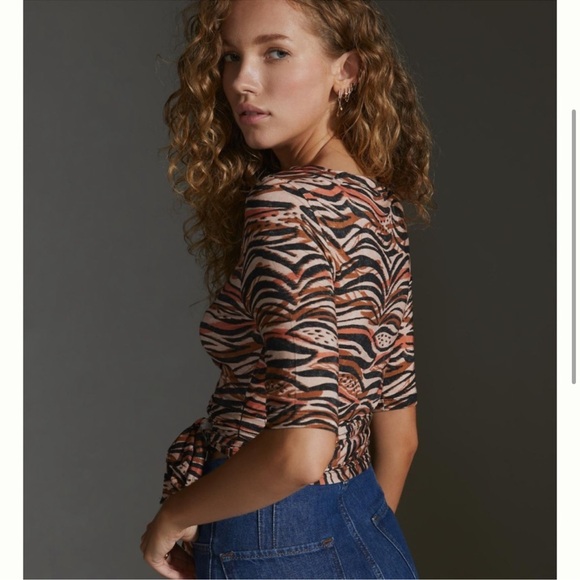 NWT animal print wrap top anthro - Picture 9 of 9